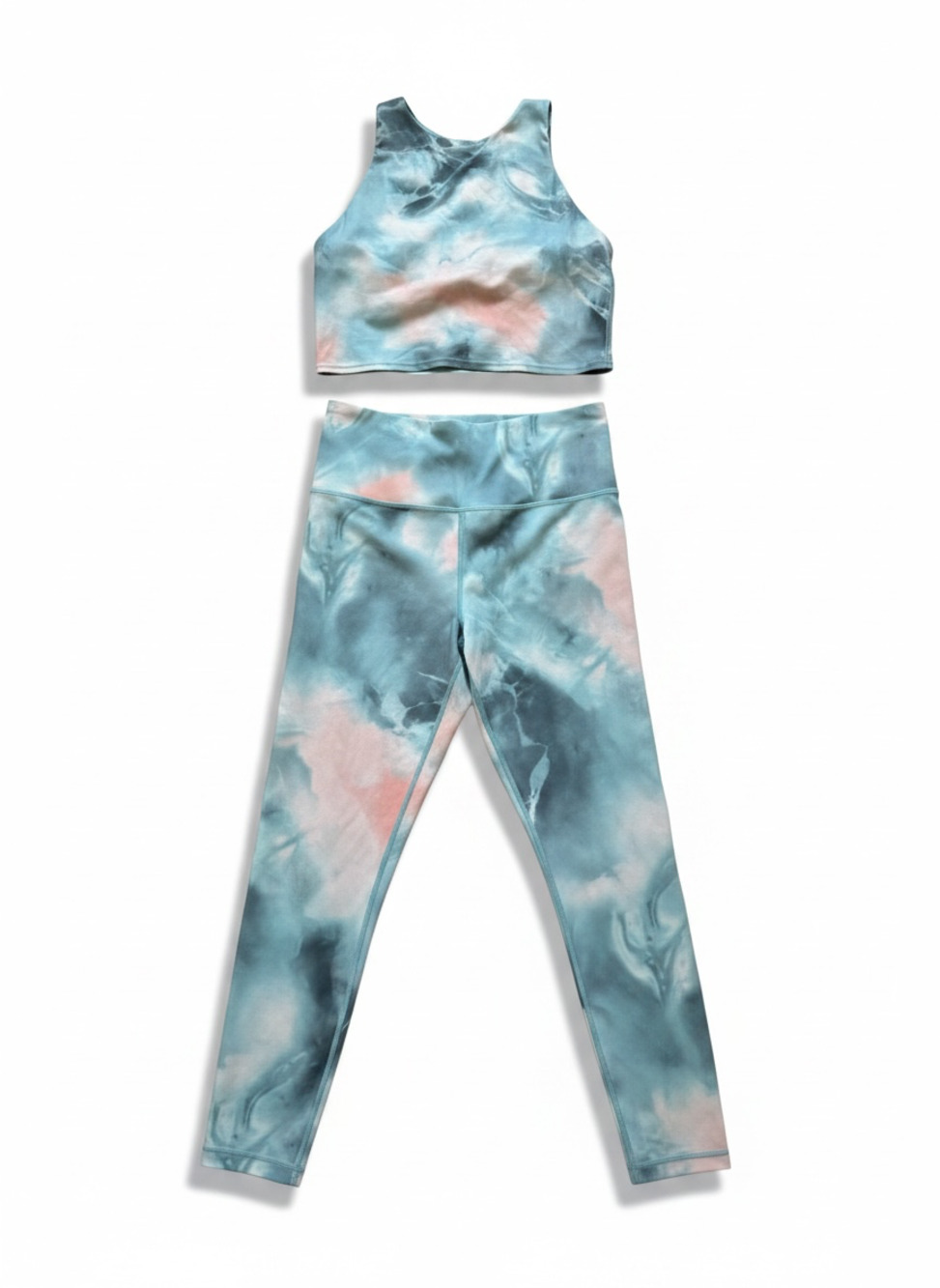 Athleta Elation Tie Dye 7/8 Leggings and Matching Crop Top Set Size Small Petite